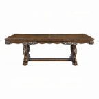 Table à manger, garniture sculptée argentée, chêne antique classique 90-114 pouces