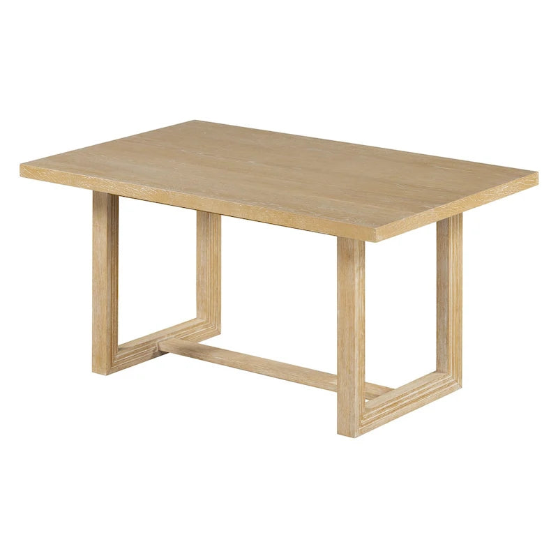 Table à manger 6 pièces avec plateau rectangulaire en bois d'acacia, 4 chaises et 1 banc