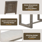 Table à manger 6 pièces avec plateau rectangulaire en bois d'acacia, 4 chaises et 1 banc