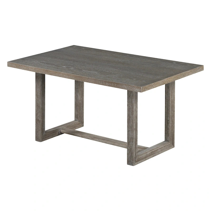 Table à manger 6 pièces avec plateau rectangulaire en bois d'acacia, 4 chaises et 1 banc