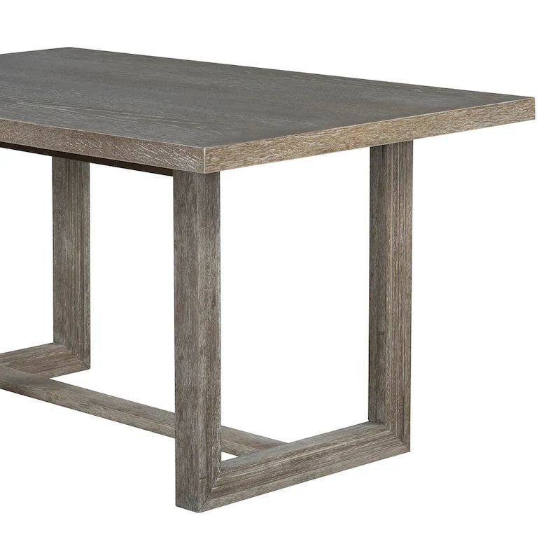 Table à manger 6 pièces avec plateau rectangulaire en bois d'acacia, 4 chaises et 1 banc