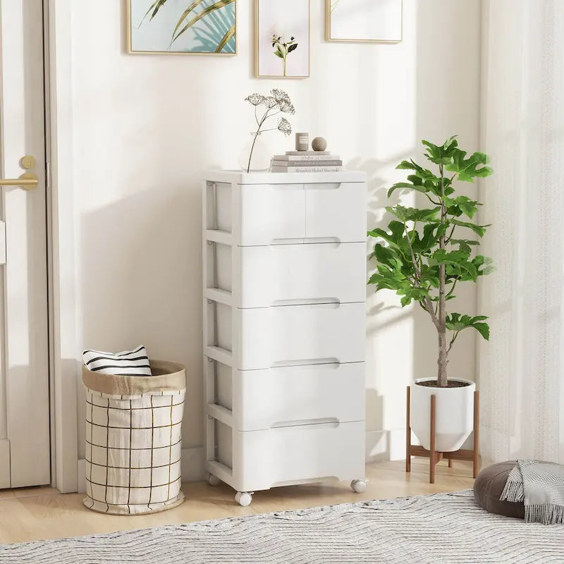 Chariot de rangement roulant en plastique à 6 tiroirs avec 4 roulettes universelles - Voir les détails