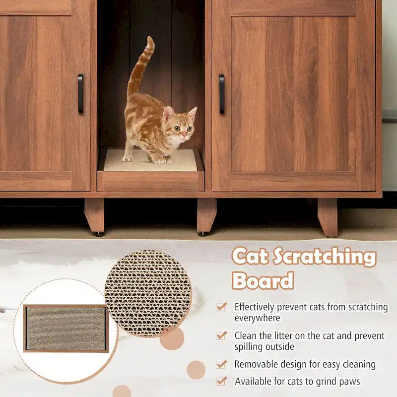 Meuble Litière Chat Cachette Litière Double Porte