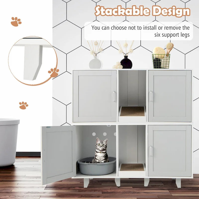 Meuble Litière Chat Cachette Litière Double Porte
