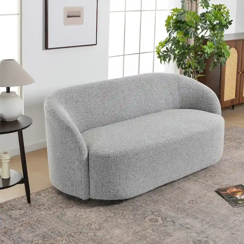 Causeuse Sherpa Rembourrée, Canapé Bouclé, 68W