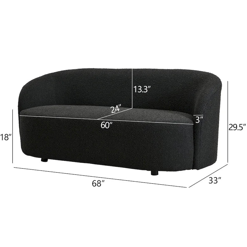 Causeuse Sherpa Rembourrée, Canapé Bouclé, 68W