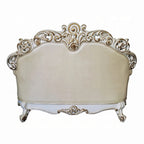 Causeuse Antoine, sculptée, similicuir couleur champagne, blanc perle 70 pouces