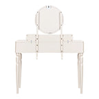 Coiffeuse de luxe avec miroir rond, réglable en hauteur, ensemble de coiffeuse élégant, 4 tiroirs et tabouret