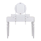 Coiffeuse de luxe avec miroir rond, réglable en hauteur, ensemble de coiffeuse élégant, 4 tiroirs et tabouret
