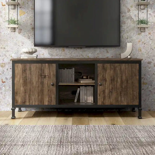 Meuble TV console de rangement multifonctionnel en bois de 60 pouces