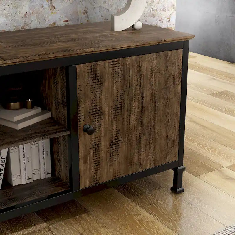 Meuble TV console de rangement multifonctionnel en bois de 60 pouces