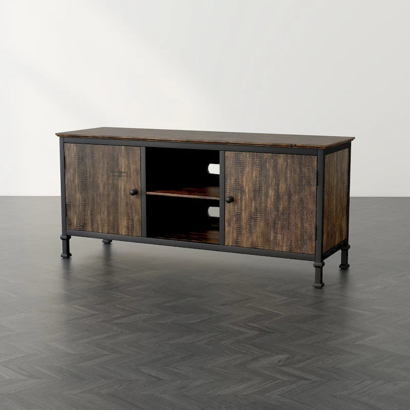 Meuble TV console de rangement multifonctionnel en bois de 60 pouces