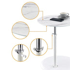Table d'appoint avec plateau en marbre réglable en hauteur