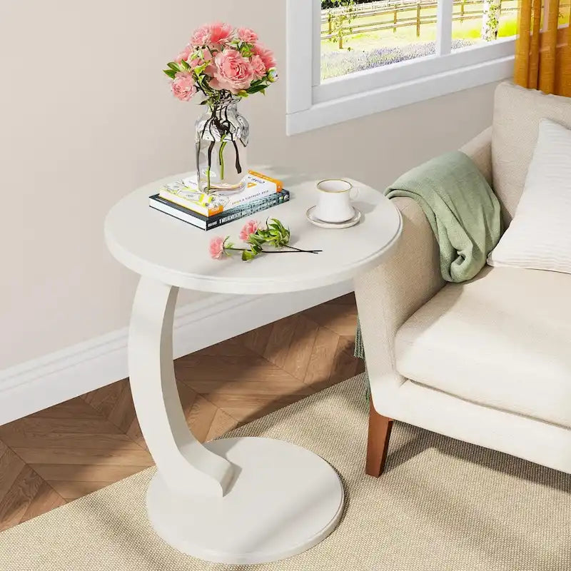 Table d'appoint en bois en forme de C