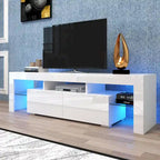 Meuble TV blanc avec lumières LED pour téléviseurs jusqu'à 70 pouces