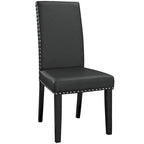 Chaise de salle à manger Parson noire avec garniture cloutée