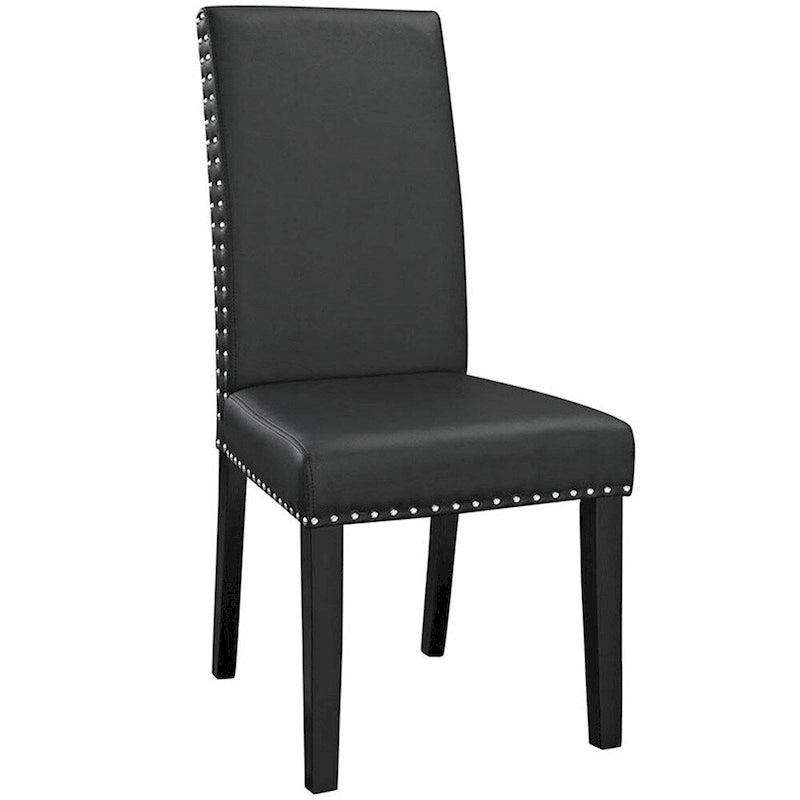 Chaise de salle à manger Parson noire avec garniture cloutée