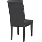 Chaise de salle à manger Parson noire avec garniture cloutée