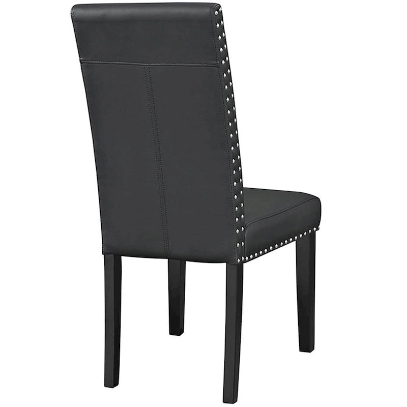 Chaise de salle à manger Parson noire avec garniture cloutée