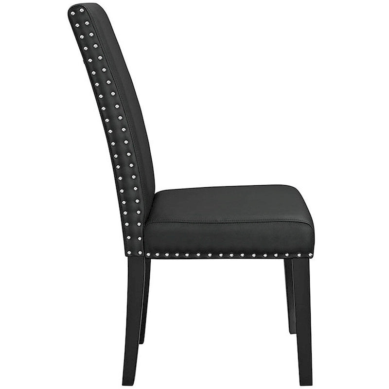 Chaise de salle à manger Parson noire avec garniture cloutée