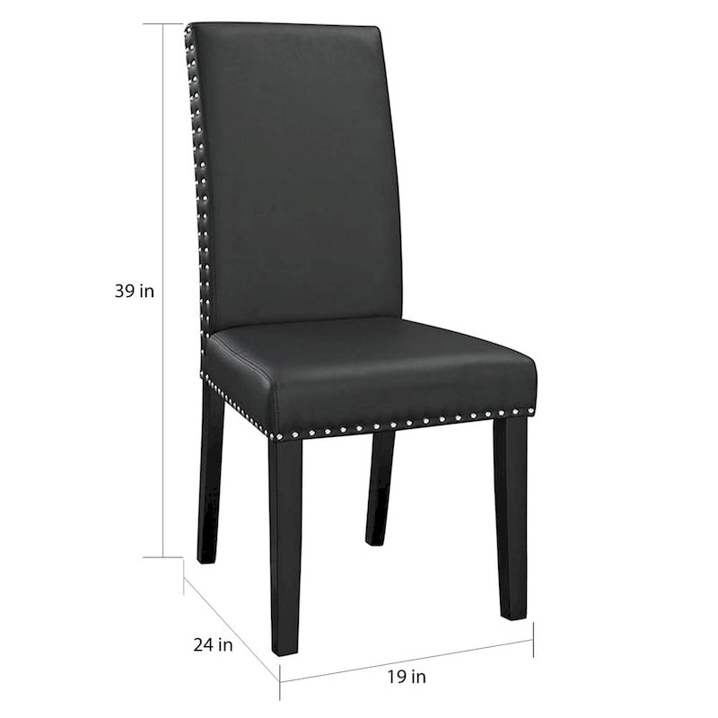 Chaise de salle à manger Parson noire avec garniture cloutée