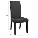Chaise de salle à manger Parson noire avec garniture cloutée