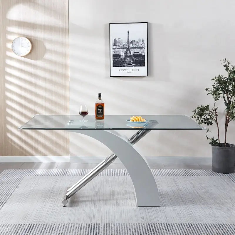 Table de salle à manger rectangulaire en verre