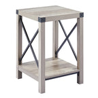 Table d'appoint ou de chevet de style campagnard de 40 cm avec étagère de rangement