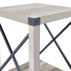 Table d'appoint ou de chevet de style campagnard de 40 cm avec étagère de rangement