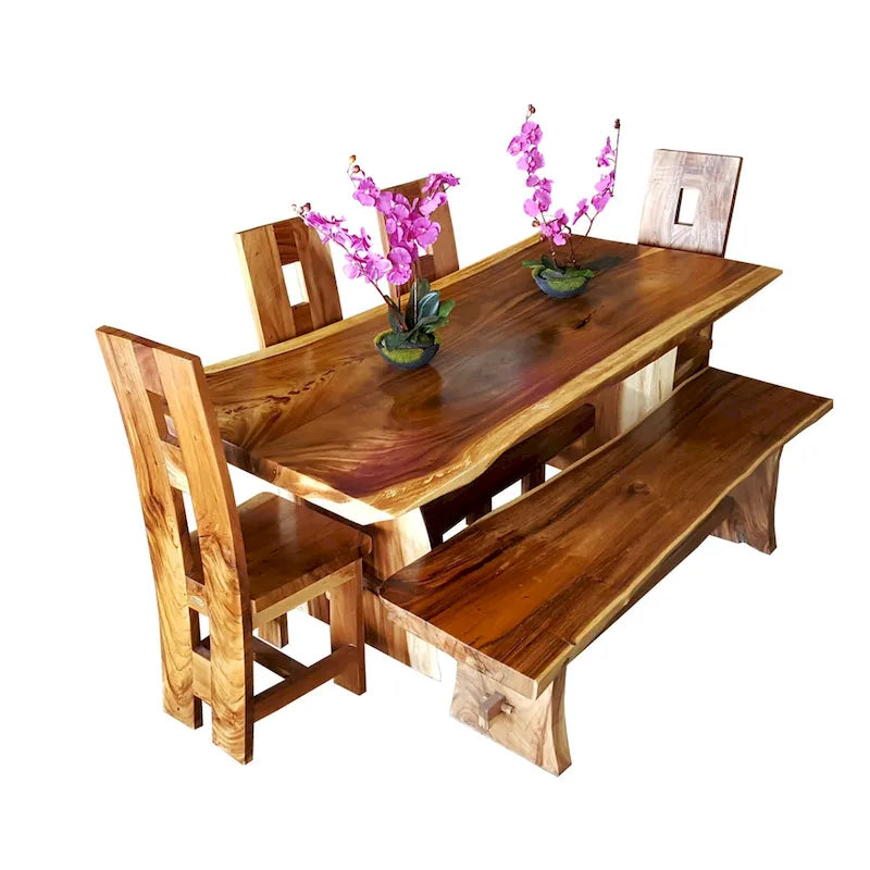 Table à manger unique en bois de Suar Live Edge - 71 de long (table seulement)