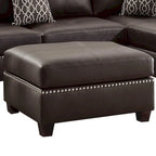 Ensemble sectionnel trois pièces en cuir reconstitué peluché, couleur marron