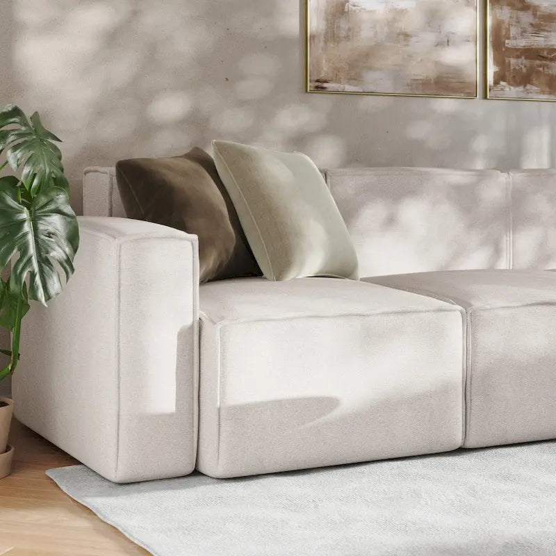 Canapé d'angle modulable contemporain 5 places avec pouf
