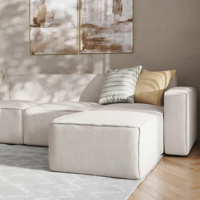 Canapé d'angle modulable contemporain 5 places avec pouf
