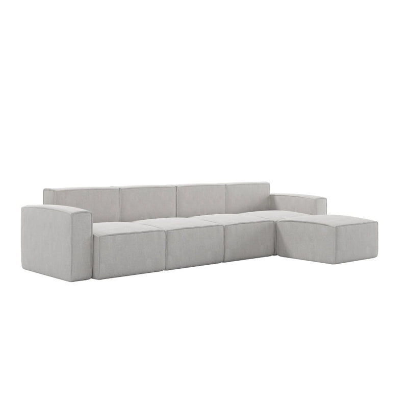 Canapé d'angle modulable contemporain 5 places avec pouf