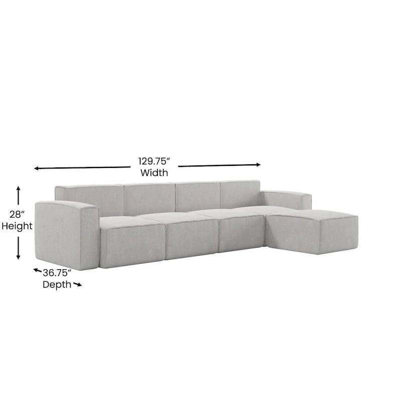 Canapé d'angle modulable contemporain 5 places avec pouf