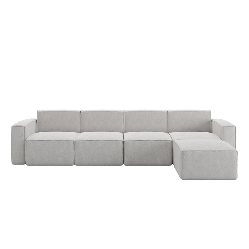 Canapé d'angle modulable contemporain 5 places avec pouf