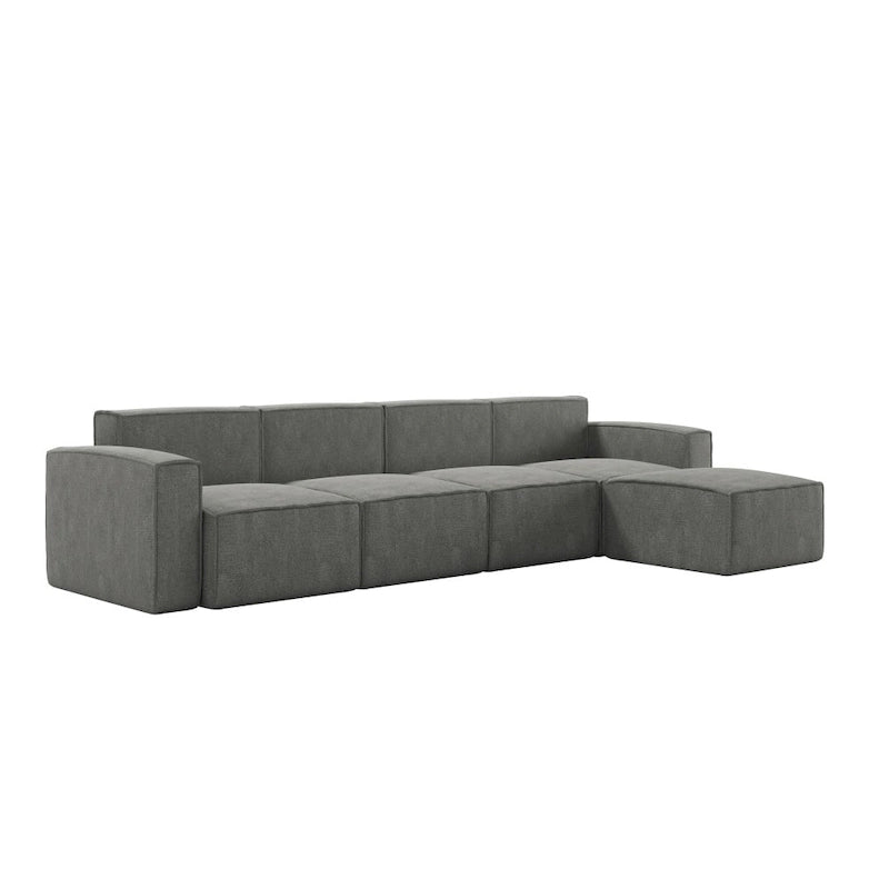 Canapé d'angle modulable contemporain 5 places avec pouf