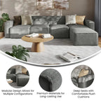 Canapé d'angle modulable contemporain 5 places avec pouf
