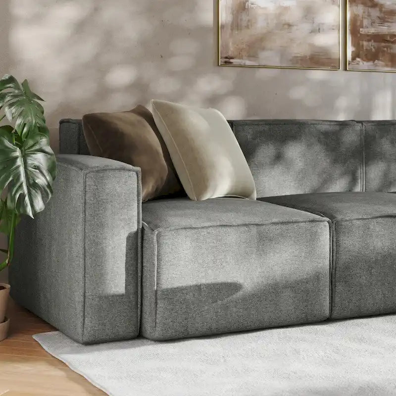 Canapé d'angle modulable contemporain 5 places avec pouf