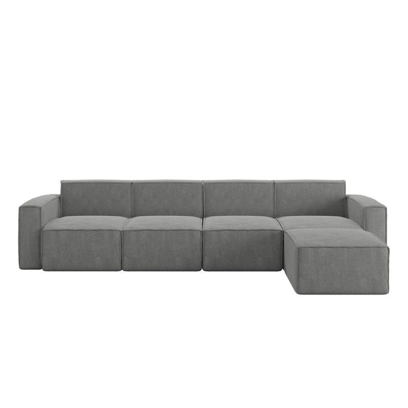 Canapé d'angle modulable contemporain 5 places avec pouf