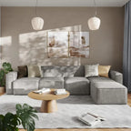 Canapé d'angle modulable contemporain 5 places avec pouf