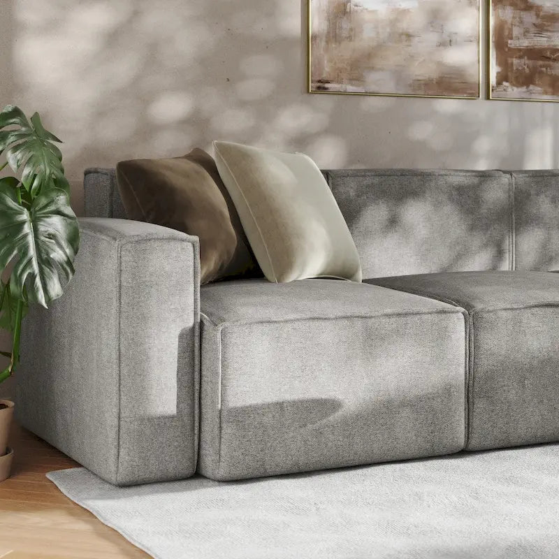 Canapé d'angle modulable contemporain 5 places avec pouf