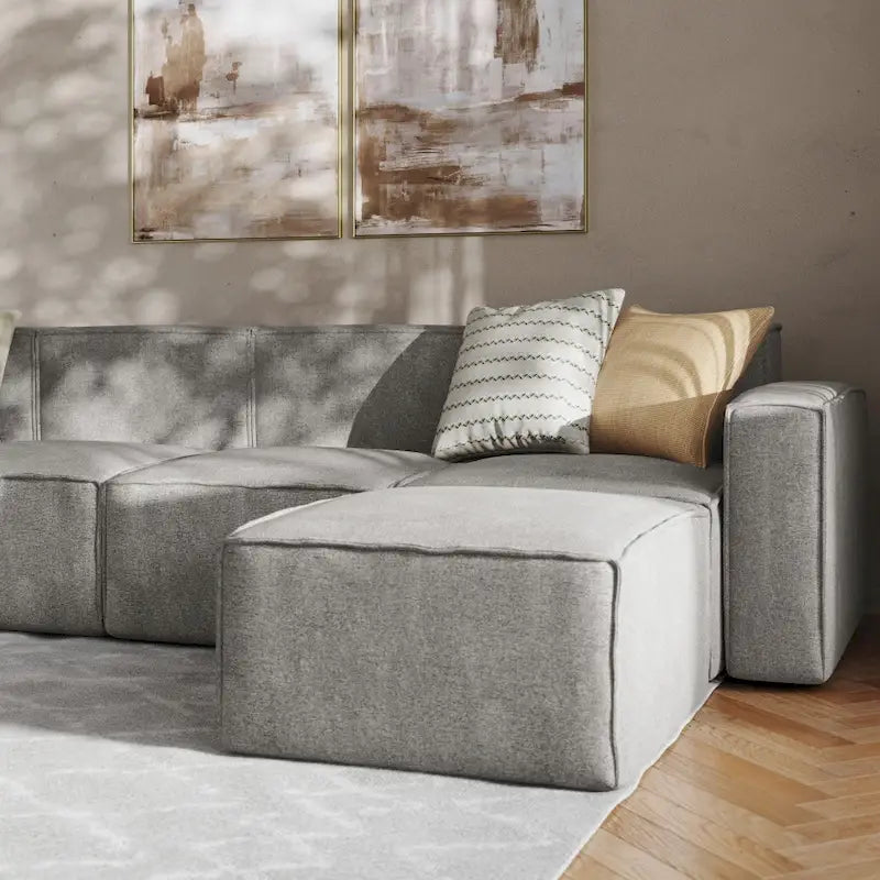 Canapé d'angle modulable contemporain 5 places avec pouf