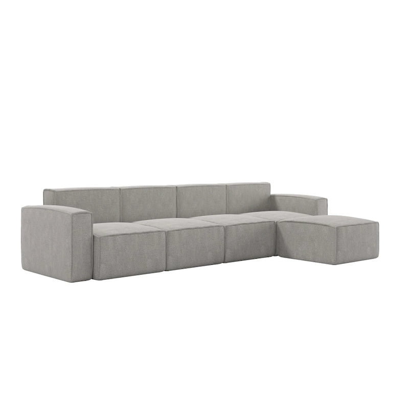 Canapé d'angle modulable contemporain 5 places avec pouf