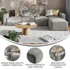 Canapé d'angle modulable contemporain 5 places avec pouf
