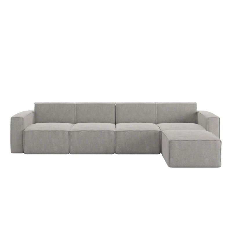 Canapé d'angle modulable contemporain 5 places avec pouf