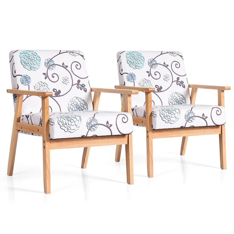 2 fauteuils d'appoint rembourrés pour bureau à domicile avec pieds en bois - 25 x 26,5 x 32