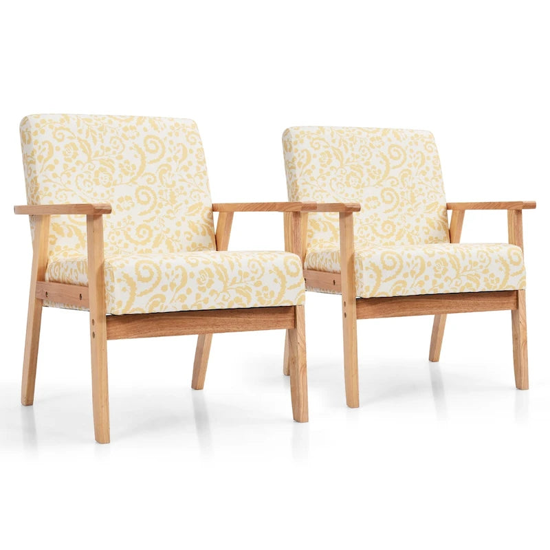 2 fauteuils d'appoint rembourrés pour bureau à domicile avec pieds en bois - 25 x 26,5 x 32