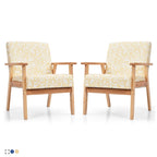 2 fauteuils d'appoint rembourrés pour bureau à domicile avec pieds en bois - 25 x 26,5 x 32