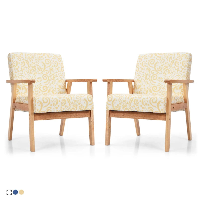 2 fauteuils d'appoint rembourrés pour bureau à domicile avec pieds en bois - 25 x 26,5 x 32